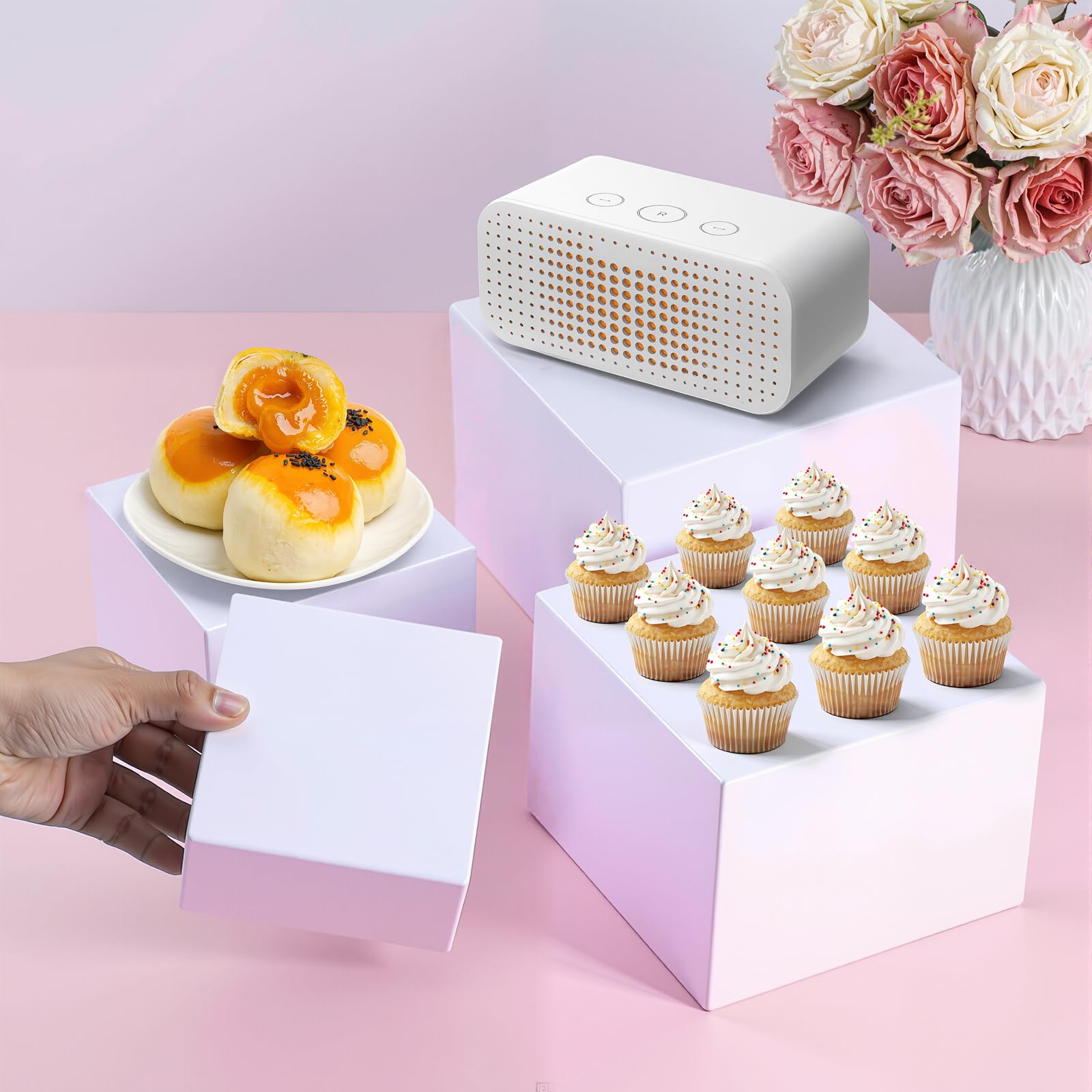 Présentoirs à buffet Garvee en acrylique blanc, empilables et stables, pour présentation d'aliments lors de fêtes et mariages (7-10 pouces).