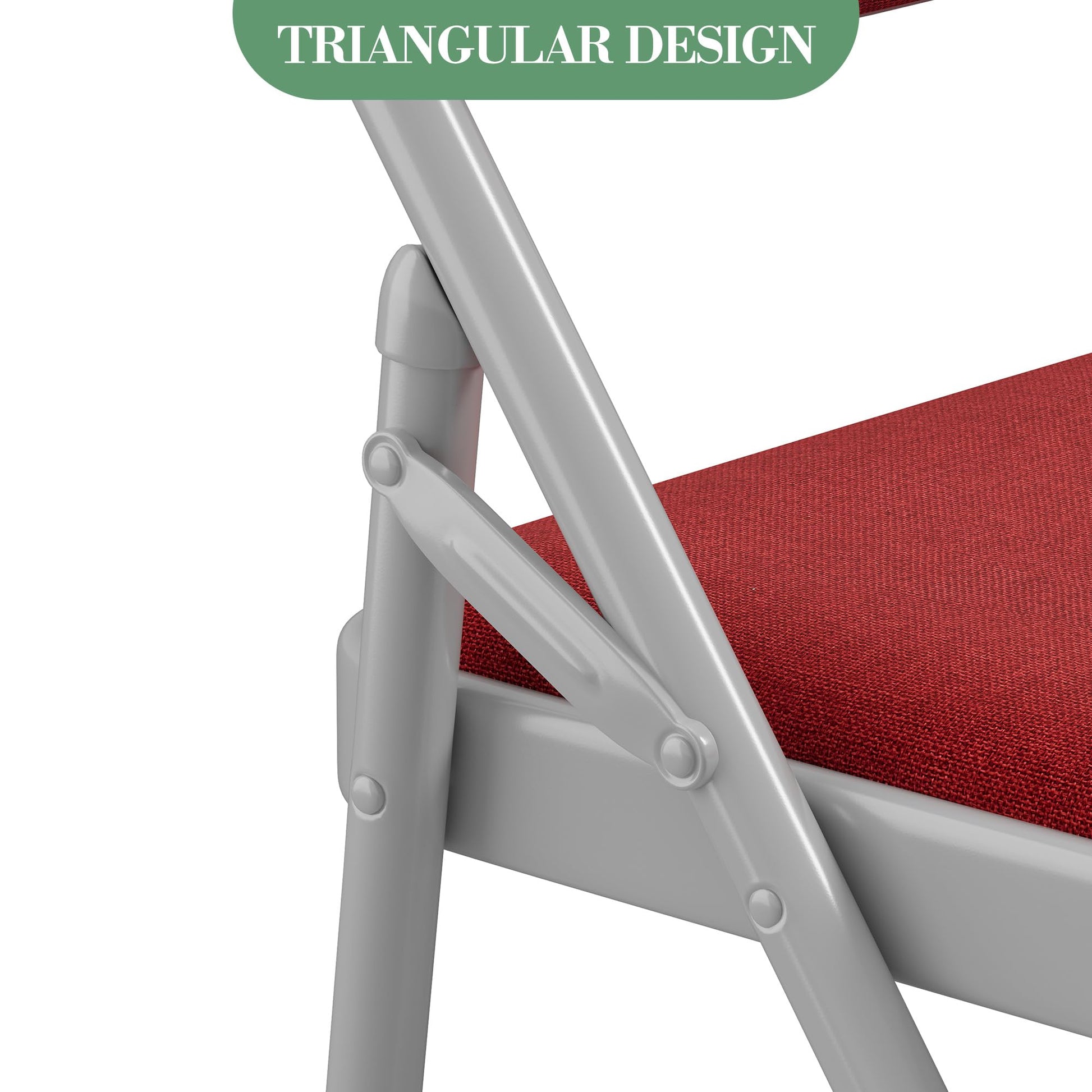Ensemble de 4 chaises pliantes Garvee avec coussins, structure en métal, pliables, revêtement en similicuir, ergonomiques, empilables, rouges, idéales pour le camping et le bureau.