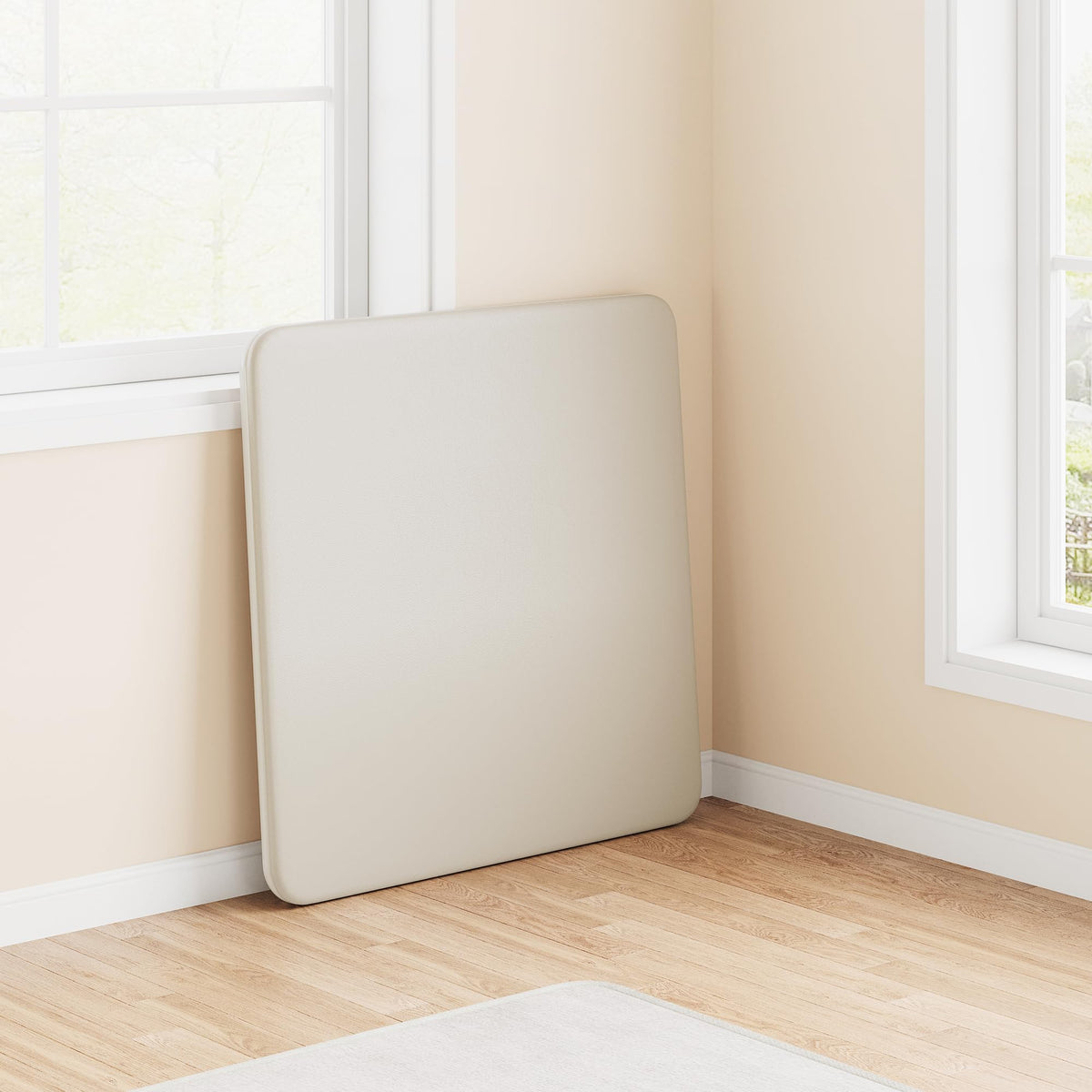 Table pliante Garvee 33,6 pouces avec coussin en PU, cadre en métal, antidérapante, pour le bureau et le camping, beige, polyvalente