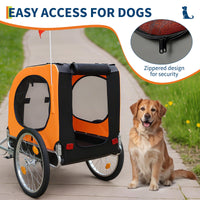 Garvee Remorque vélo pour chien jusqu’à 40 kg, toile Oxford 600D résistante aux intempéries, drapeau inclus, pour grands chiens 56–71 cm, orange