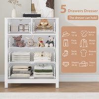 Garvee commode noire à 5 tiroirs pour chambre, chambre d'enfant et couloir, 40 cm (P) × 74 cm (L) × 94 cm (H), moderne