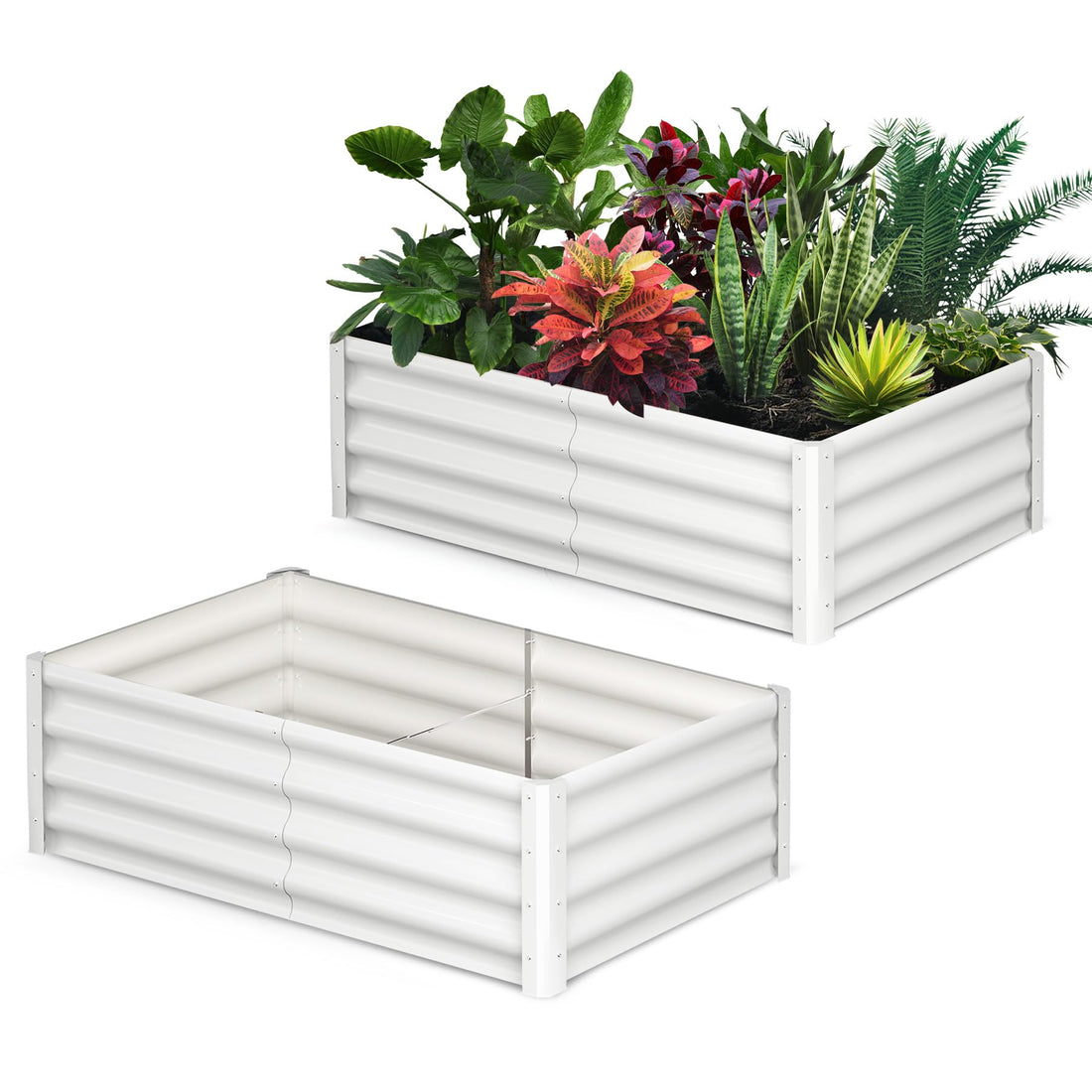 Ensemble de 2 bacs de jardin surélevés galvanisés Garvee (180 x 90 x 30 cm), en acier antirouille avec rebord de sécurité, pour jardin et terrasse, durable et facile à monter.