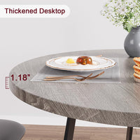 Table de salle à manger ronde Garvee pour 2 personnes avec 2 chaises rembourrées, structure métallique robuste, plateau en MDF, gris rétro, gain de place pour les petites pièces