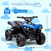 Garvee Quad électrique enfant 6 V avec éclairage LED, musique et conduite sécurisée, bleu, dès 3 ans