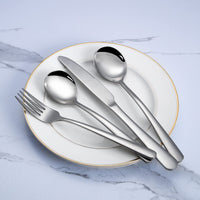 Garvee Set Posate Acciaio Inox 30 pièces pour 6 personnes, ensemble de couverts en acier inoxydable, design élégant, robuste, cuisine et table, argent