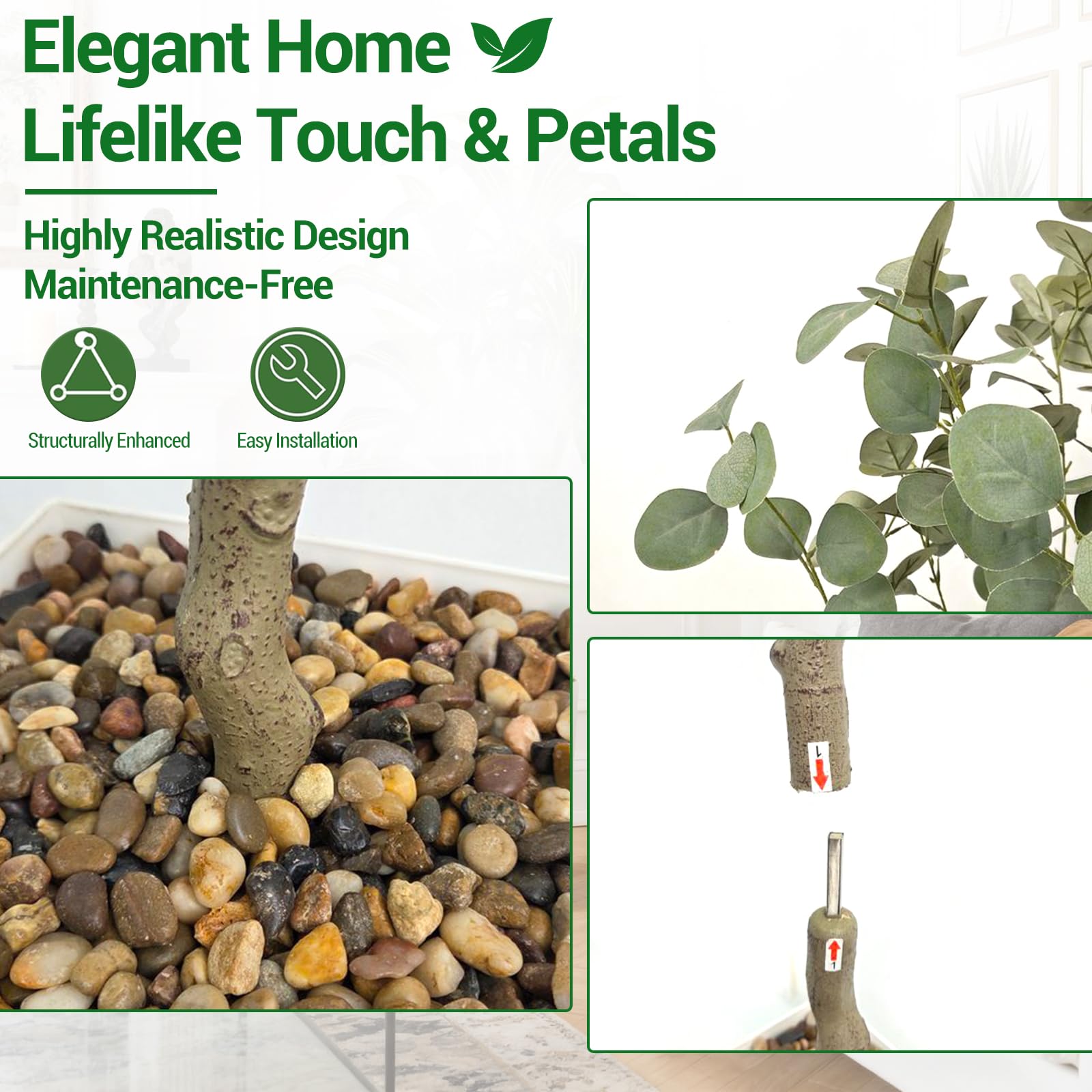 Arbre artificiel Garvee de 1,5 m (5 pi) d'intérieur, réaliste, sans entretien, décoratif et polyvalent pour la maison et le bureau (vert).