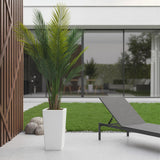 Garvee palmier artificiel 152 cm, feuilles résistantes aux UV, sans entretien, pot blanc, pour intérieur et extérieur - 1.52 m