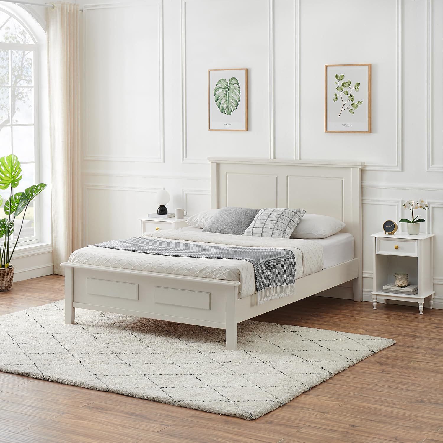 Ensemble de 2 tables de chevet Garvee blanches en bois avec tiroir et étagère pour chambre et salon, compactes et pratiques