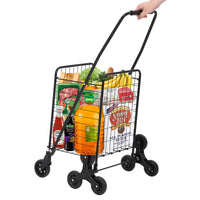 Chariot de courses pliable Garvee, capacité de 50 kg, avec roues pour monter les escaliers, idéal pour les courses et les voyages, capacité de 83 litres, structure en métal, pliable