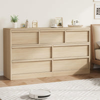 Garvee commode à 7 tiroirs, en chêne, grande capacité de rangement, anti-basculement, idéale pour la chambre et le salon, 137 × 40 × 78 cm, bois naturel