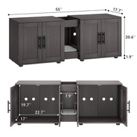 Garvee Meuble cache-litière 3-en-1 à double compartiment avec portes de grange, maison pour chat, coloris noyer