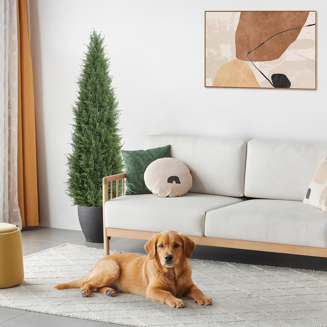 Garvee Arbres topiaires artificiels en cèdre 1,50m en polyéthylène aux UV et aux intempéries, branches orientables, pour jardin et terrasse, vert