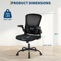 Garvee Chaise de bureau ergonomique en maille avec accoudoirs 2D et soutien lombaire, pivotante à 360°, supporte jusqu'à 159kg, noire