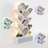 Garvee bibliothèque arbre LED 7 niveaux avec tiroir en tissu pour salon et bureau, 57 cm l × 22 cm w, métal et panneau particules, design cœur - Blanc