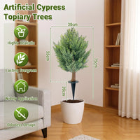 Ensemble de cyprès artificiel Garvee de 76 cm (30 po), résistant aux UV et aux intempéries, avec piquet de fixation, facile d'entretien pour la décoration intérieure et extérieure (vert).