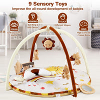 Tapis d'éveil Garvee pour bébé avec 9 jouets détachables, développement sensoriel et moteur, antidérapant, en polyester doux, pour la maison, couleurs neutres