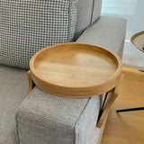 Garvee Plateau d’accoudoir pour canapé en bambou 25 × 25 × 12,5 cm, fixation à pince, table d’appoint compacte