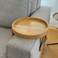 Garvee Plateau d’accoudoir pour canapé en bambou 25 × 25 × 12,5 cm, fixation à pince, table d’appoint compacte