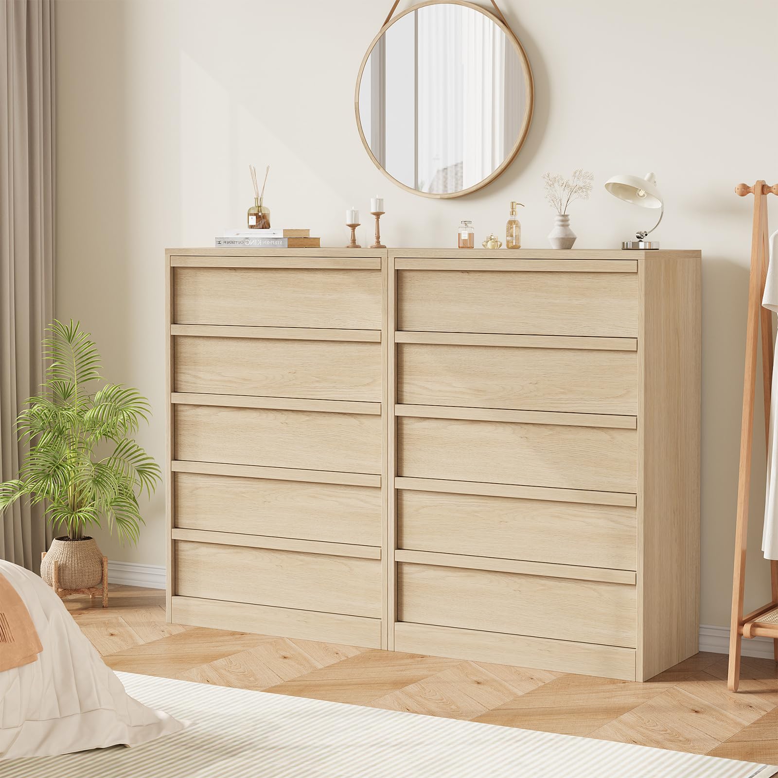 Commode Garvee à 5 tiroirs, style moderne en bois, offrant un grand espace de rangement pour la chambre et le salon, 75 cm (L) x 40 cm (P) x 110 cm (H)