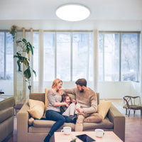 Plafonnier LED GARVEE, intensité variable, 24 W RGBW, 1800 lm, couleurs changeantes, télécommande, écoénergétique, design moderne, rond plat Ø 30 cm, salon, chambre