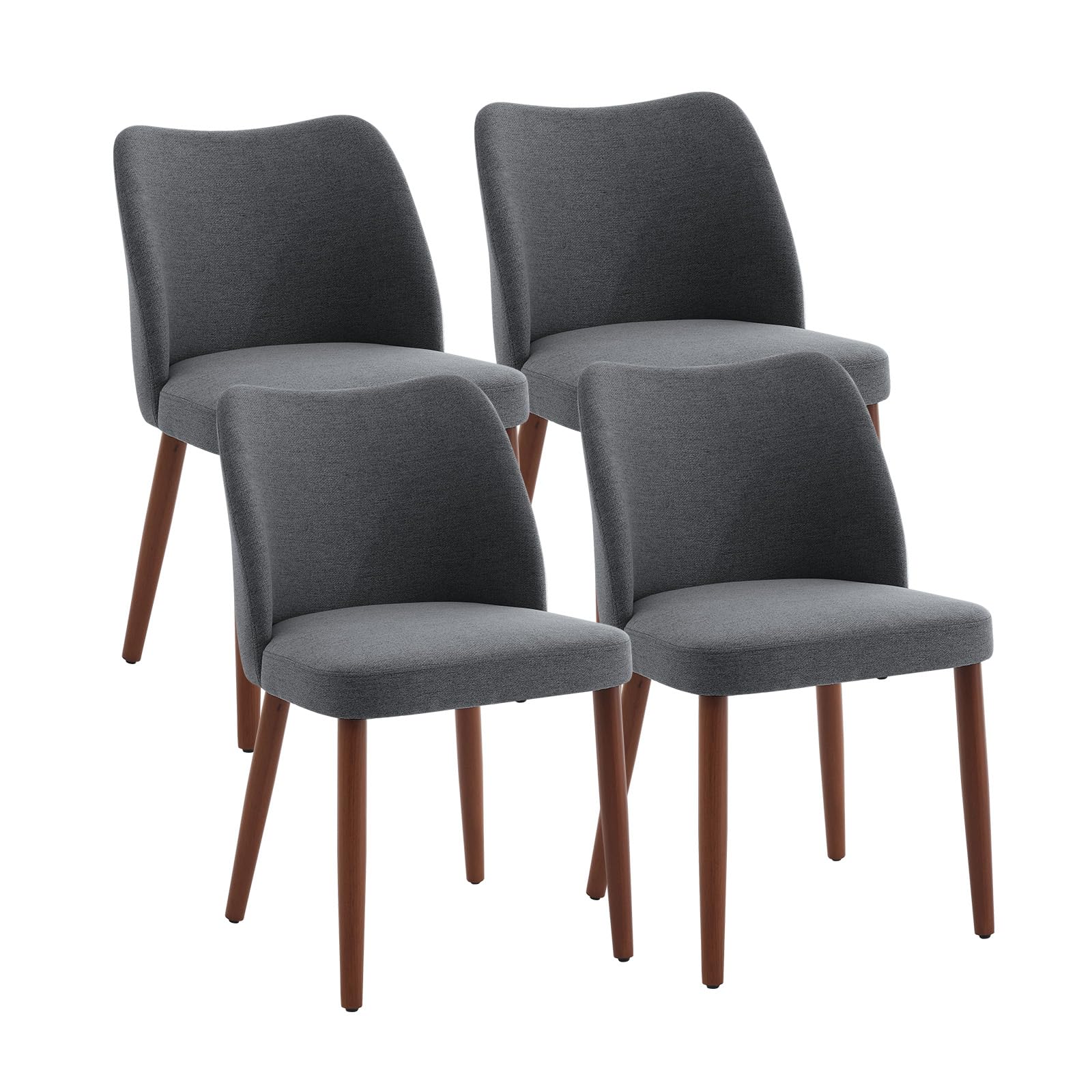 Chaises de salle à manger Garvee rembourrées, lot de 2, revêtement en tissu et pieds en bois, pour restaurants et cafés, 78 x 47 x 51 cm, grises