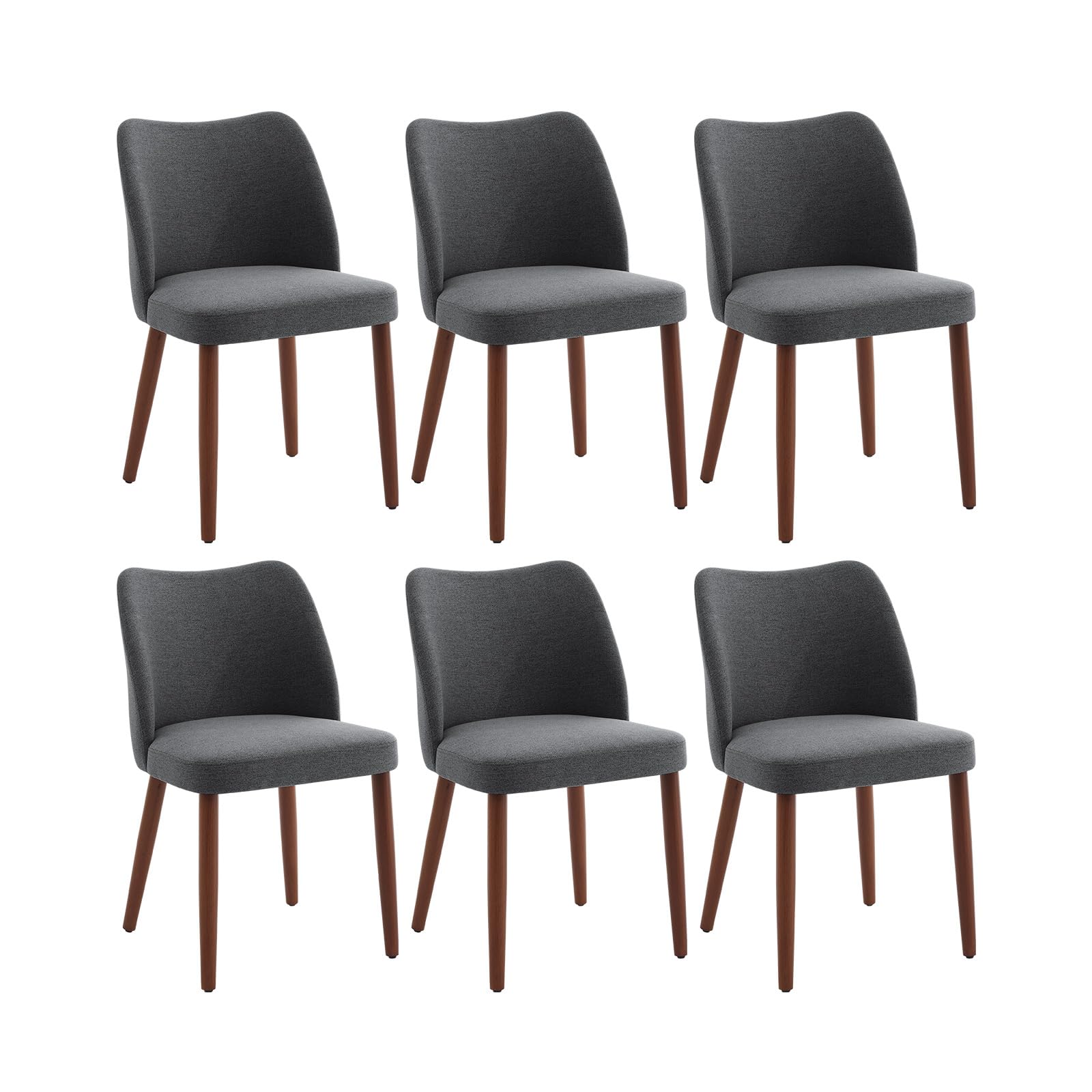 Chaises de salle à manger Garvee rembourrées, lot de 2, revêtement en tissu et pieds en bois, pour restaurants et cafés, 78 x 47 x 51 cm, grises