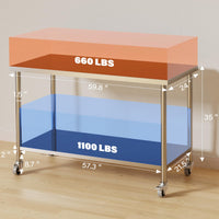 Garvee Table de travail en acier inoxydable, 152 x 61 x 89 cm, étagère réglable en hauteur, roulettes pivotantes à 360°, certifiée NSF