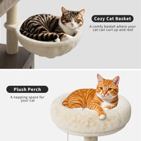 Mobilier pour chat Garvee 3-en-1 avec griffoir, poteaux à griffer en sisal, espace de détente moelleux pour salon et chambre, plusieurs niveaux, gris-beige