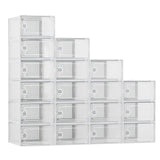 Garvee Organisateur de chaussures en plastique empilable avec portes transparentes pour chambre et placard, ventilation efficace, résistant, facile à monter, blanc - Blanc