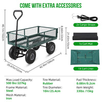 Chariot de jardin Garvee en acier robuste, pliable, capacité de 227 kg (500 lb), avec doublure amovible, pour jardin et cour, 81 cm x 42 cm x 45,5 cm (31,89 po x 16,54 po x 17,91 po), noir