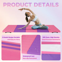 Tapis de gymnastique pliable Garvee 1,2'' en mousse EPE et cuir PU antidérapant, portable, pour le yoga et les arts martiaux, ensemble de 5 pièces