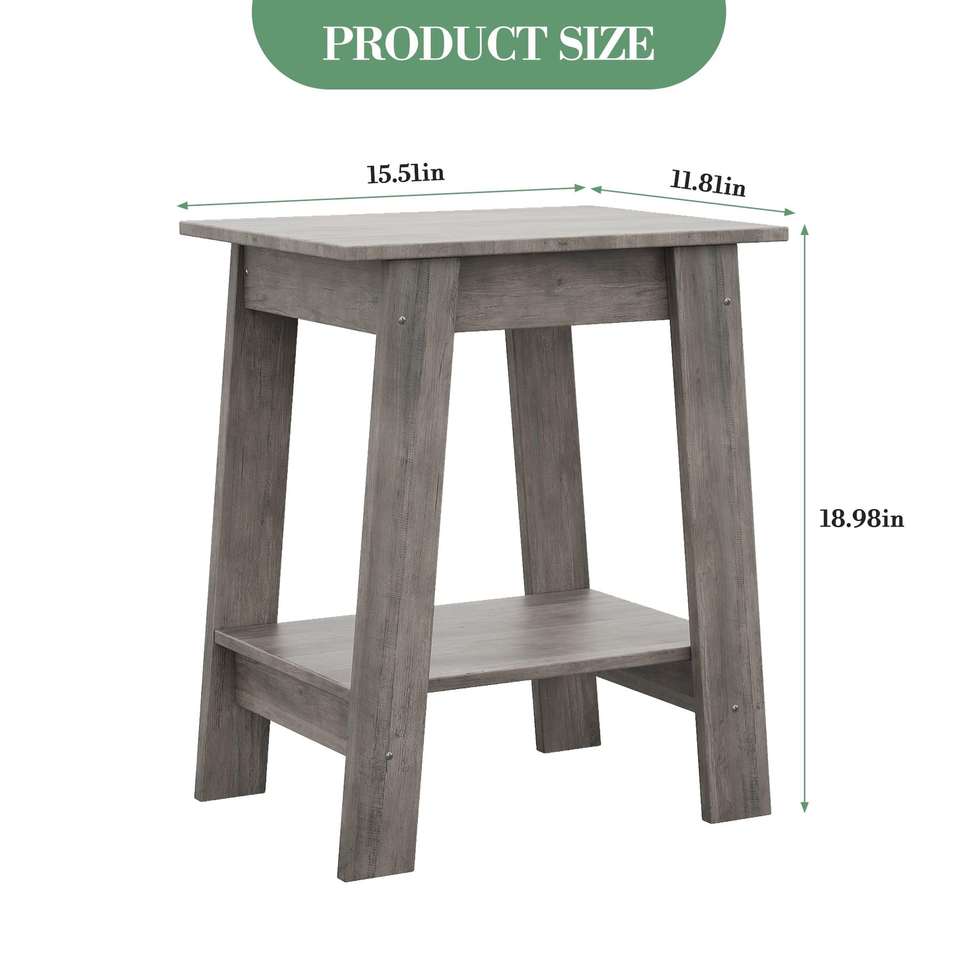 Garvee table d’appoint style campagne à 2 niveaux, rangement, 38 × 6 × 57 cm, blanche
