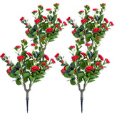 Garvee Topiaire Artificiel 90 cm avec Fleurs de Camélia, Lot de 2, PE Résistant aux UV, Intérieur et Extérieur, Rouge - Rouge