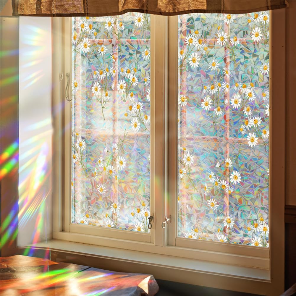 Film de protection solaire pour fenêtres Garvee Vitrail, écran d'intimité sans adhésif, 43 x 100 cm, résistant aux UV, décoratif pour espaces de vie et de travail
