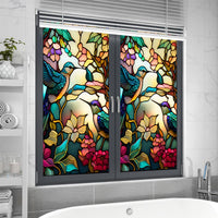 Film de protection solaire Garvee pour fenêtres, style rétro, en PVC auto-adhésif, motif colibri et fleurs, 60 x 100 cm.