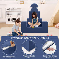 Canapé de jeu Garvee pour enfants, 6 pièces, modulable, bleu marine, revêtement en microfibre douce, mousse haute densité, idéal pour la salle de jeux, 99 x 51 x 41 cm