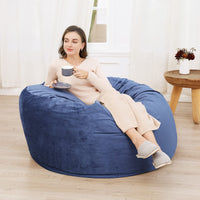 Pouf géant rond Garvee 120 cm avec rembourrage, velours doux, grand canapé pour adultes et adolescents, bleu marine, housse amovible, salon et chambre