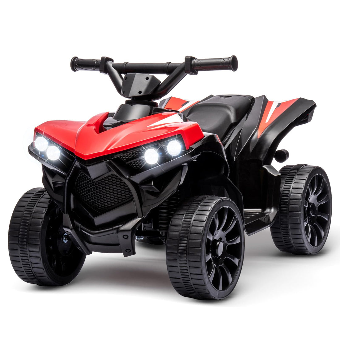 Garvee Quad électrique 6V pour enfant avec LED, musique et conduite fiable, rouge, dès 3 ans