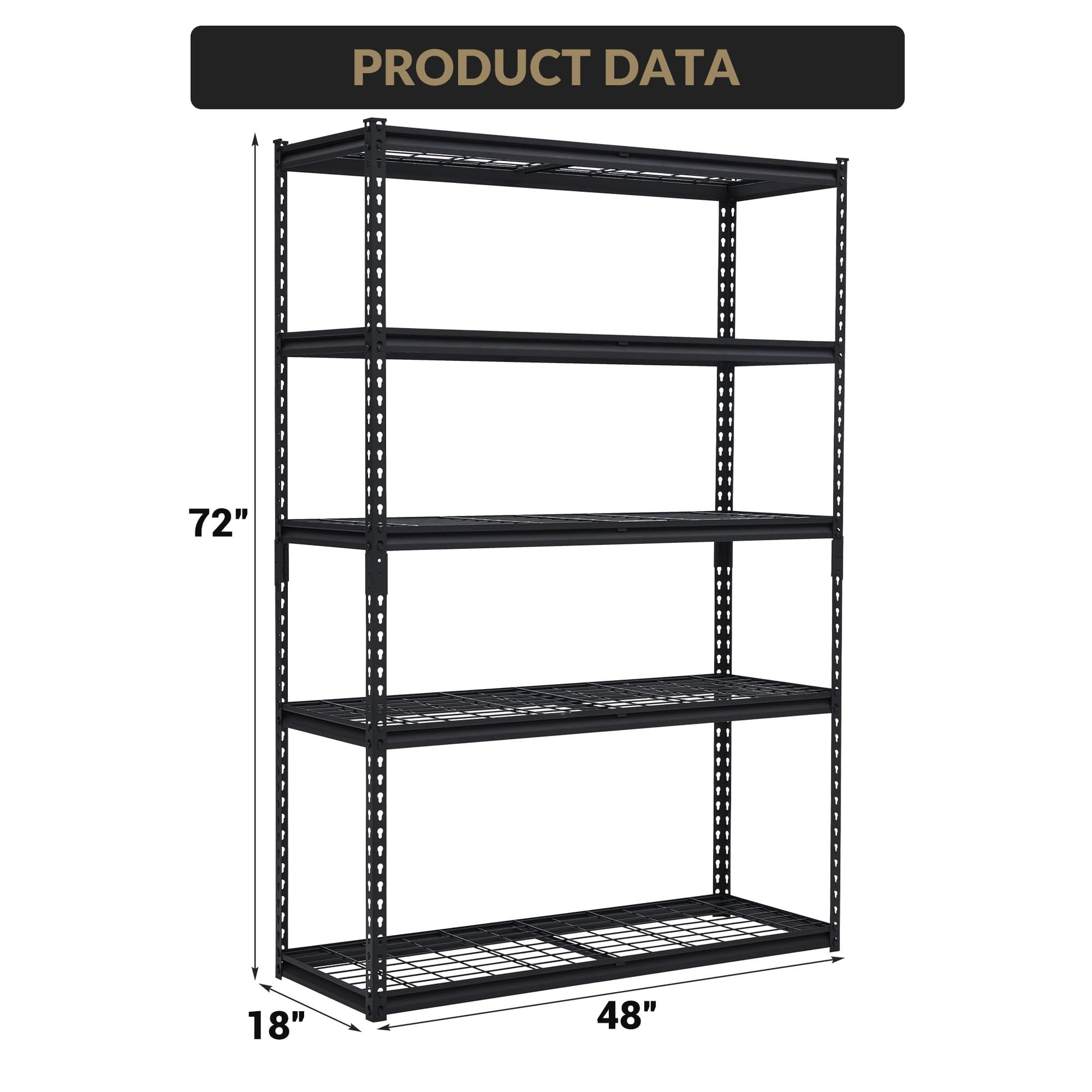 Système d'étagères de garage robustes Garvee, étagères métalliques réglables pour atelier, sous-sol et garage, 122 x 46 x 183 cm, noir