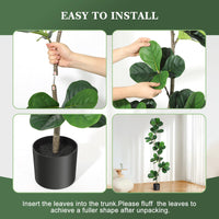 Garvee Ficus Lyrata Artificiel 180 cm, Plante Réaliste Résistante aux UV pour Intérieur et Extérieur, Maison et Bureau, Vert