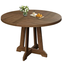 Garvee Table de salle à manger ronde pour 4 personnes, en bois, 119cm (119,4cm), piètement en croix robuste, pieds réglables, marron