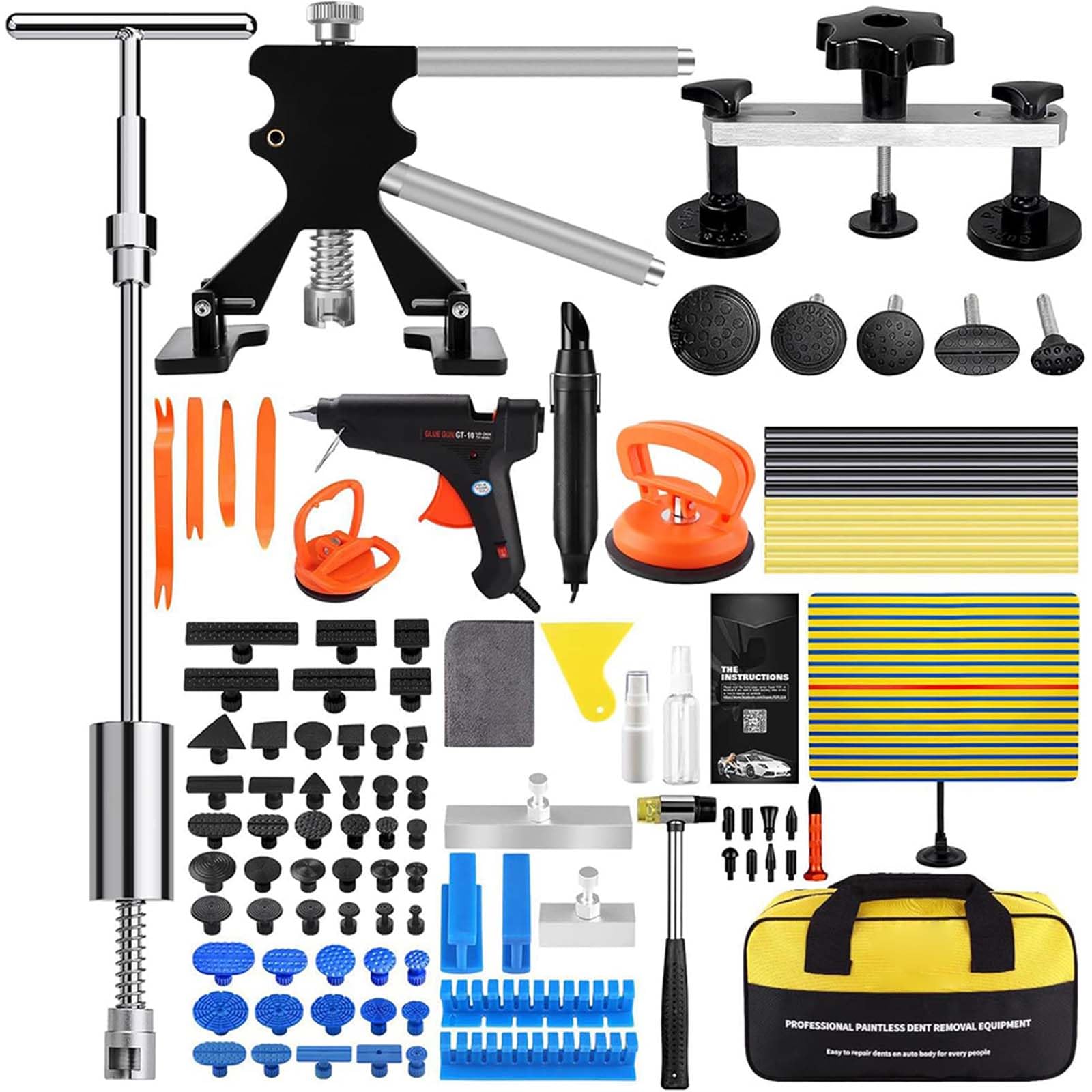 Kit de débosselage sans peinture Garvee 2 en 1, outil de débosselage en acier inoxydable pour réparation automobile, bricolage, polyvalent, noir