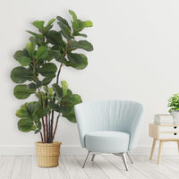 Figuier lyre artificiel Garvee de 1,5 m (4,9 pi) avec 102 feuilles, vert, résistant aux intempéries, idéal pour la décoration de la maison et du bureau.