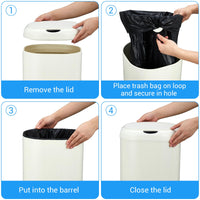 Poubelle automatique Garvee de 30 litres avec capteur sans contact, en acier inoxydable, pour la cuisine et le bureau, ronde et silencieuse.