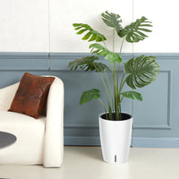 Garvee Lot de 2 jardinières à arrosage automatique de 40 cm (16 po) de haut, blanches, pour intérieur et terrasse