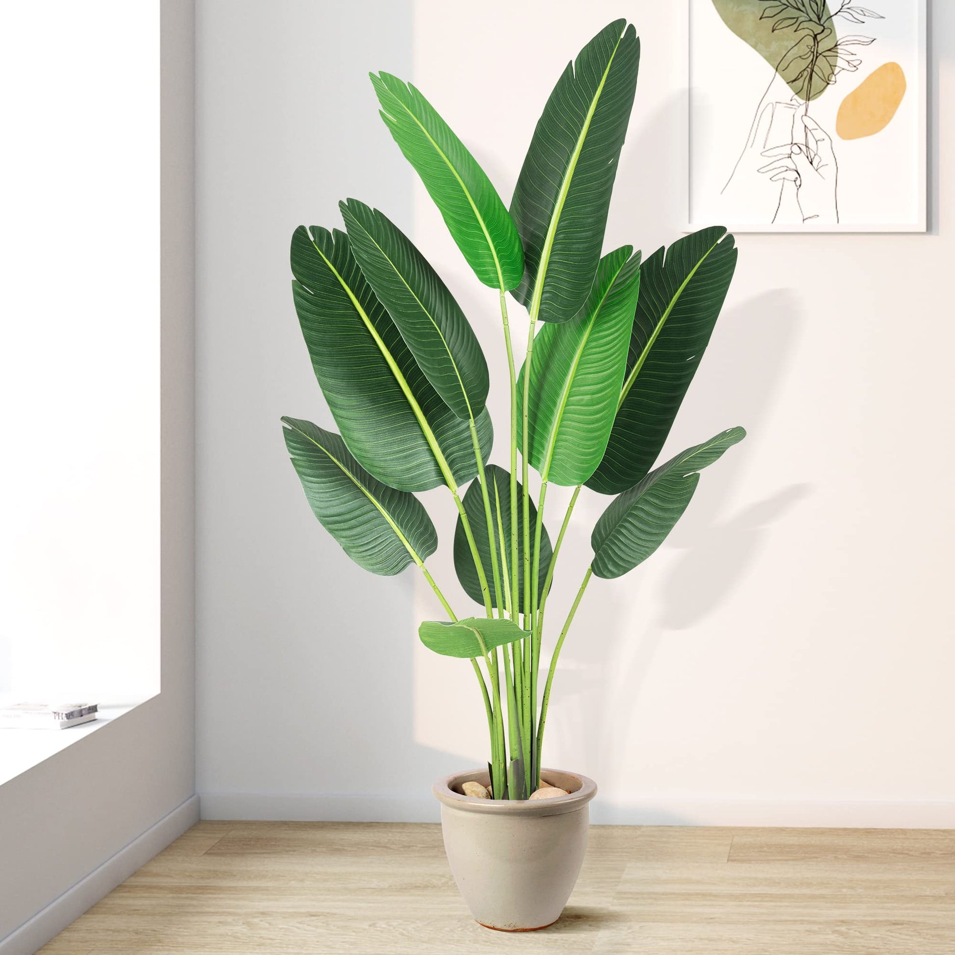 Garvee Oiseau de Paradis Artificiel 152 cm, 10 Troncs Ajustables, Plante Réaliste avec Pot Stable, Intérieur et Extérieur