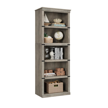 Garvee bibliothèque haute 62 × 32 × 171 cm, 5 niveaux ouverts en MDF, finition grise