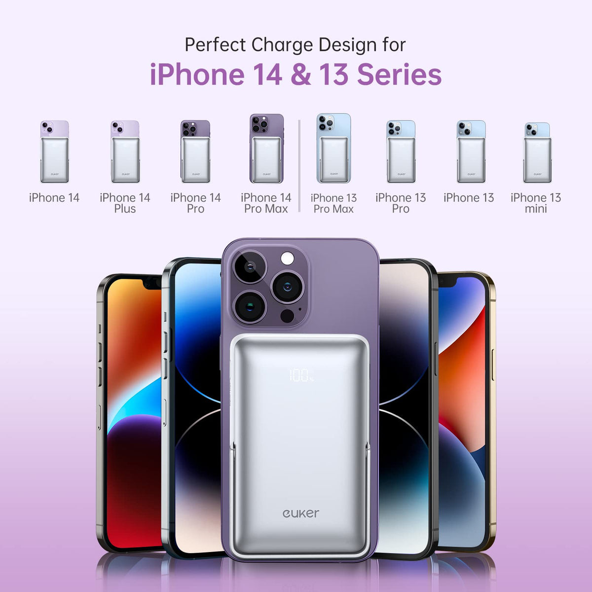 Garvee Chargeur portable sans fil 10 000 mAh, magnétique, charge rapide PD 20 W, support en métal léger, compatible avec iPhone 12-15, idéal pour les voyages.