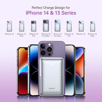 Garvee Chargeur portable sans fil 10 000 mAh, magnétique, charge rapide PD 20 W, support en métal léger, compatible avec iPhone 12-15, idéal pour les voyages.