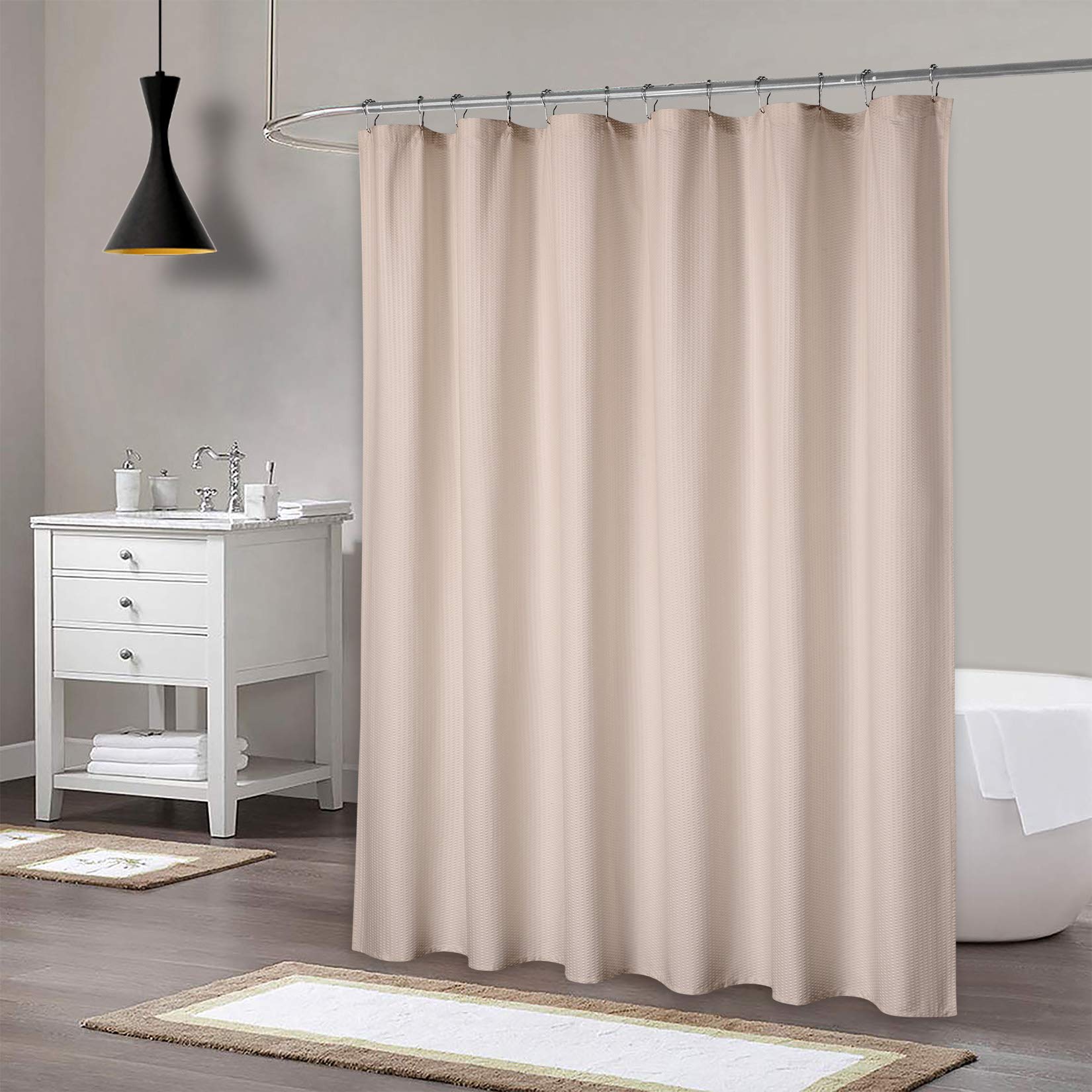 Rideau de douche en microfibre Garvee, déperlant, 72 x 72 cm, taupe gaufré, séchage rapide, facile à installer, salle de bain